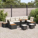 vidaXL Ensemble de canapé de jardin 10 Pièces Noir  Crème 90 x 55 x 71 cm