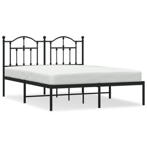 vidaXL Cadre de lit métal sans matelas avec tête de lit noir 140x200cm
