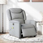 vidaXL Fauteuil de massage inclinable électrique gris clair tissu