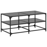 vidaXL Table basse avec dessus en verre noir 98 5x50x45 cm acier