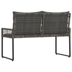 vidaXL Banc extérieur Gris 118 x 55 x 82 cm Rotin PE et tissu