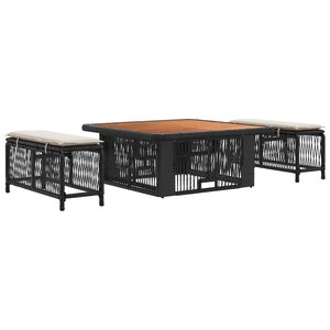 vidaXL Ensemble de salle à manger pour jardin 3 pc Beige et crème