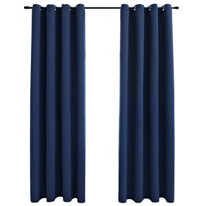 vidaXL Rideaux occultants avec anneaux en métal 2 Pièces Bleu 140x225 cm