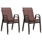 vidaXL Chaises empilables de jardin lot de 4 Marron Tissu textilène