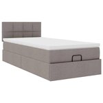 vidaXL Lit ottoman avec matelas et LED taupe 90x200 cm tissu