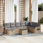 vidaXL Salon de jardin avec coussins 9 Pièces beige résine tressée