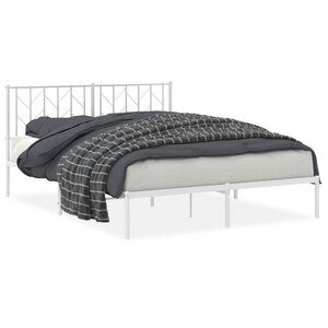 vidaXL Cadre de lit métal sans matelas et tête de lit blanc 150x200 cm