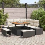 vidaXL Ensemble de canapé de jardin 8 Pièces Noir Poly rotin