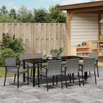 vidaXL Ensemble de jardin de 9 pièces Gris Poly Rattan