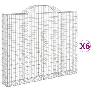 vidaXL Paniers à gabions arqués 6 Pièces 200x30x160/180 cm Fer galvanisé