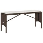 vidaXL Ensemble à manger de jardin 3 Pièces et coussins marron poly rotin