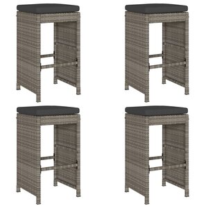 vidaXL Tabourets de bar de jardin et coussins lot de 4 résine tressée