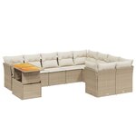 vidaXL Salon de jardin avec coussins 10 Pièces beige résine tressée