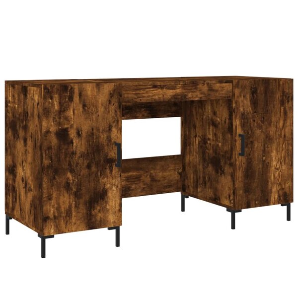 Bureau table poste de travail meuble d'ordinateur informatique étude chêne fumé 140 x 50 x 75 cm bois d'ingénierie brun 02_0023577
