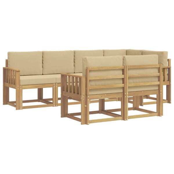 vidaXL Ensemble de canapés d'extérieur 7 pc Blanc et Beige Polyester