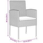 vidaXL Set de salle à manger de jardin de 5 pièces avec coussins en rattan poly noir