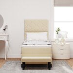 vidaXL Lit à ressorts avec matelas et banc crème 80x200 cm tissu
