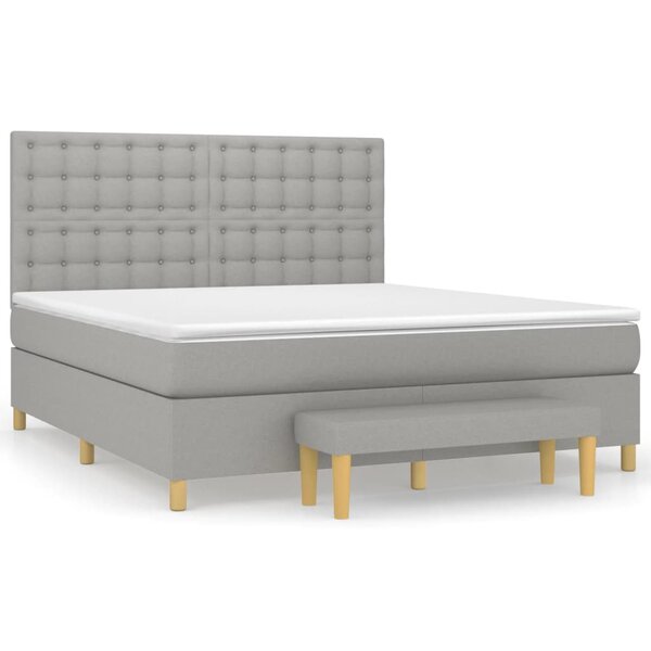 vidaXL Sommier à lattes de lit avec matelas Gris clair 180x200cm Tissu