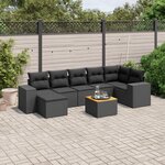 vidaXL Salon de jardin 8 Pièces avec coussins noir résine tressée