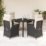 vidaXL Ensemble à manger de jardin coussins 5Pièces Noir Résine tressée
