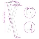 vidaXL Pieds de table à manger en forme de X  2 pièces  noir  57 x (72-73) cm  acier
