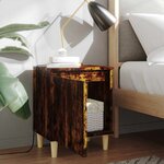 vidaXL Table de chevet avec pieds en bois Chêne fumé 40x30x50 cm