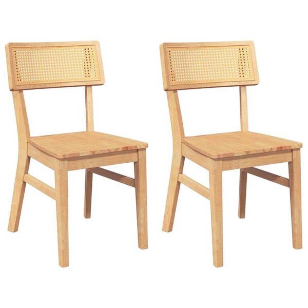 vidaXL Chaises à manger 2 Pièces bois massif caoutchouc