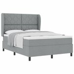vidaXL Lit à ressorts avec matelas Gris clair 140 x 200 cm tissu