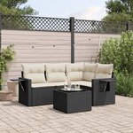 vidaXL Salon de jardin 5 Pièces avec coussins noir résine tressée