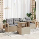 vidaXL Salon de jardin avec coussins 5 Pièces beige résine tressée