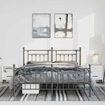 vidaXL Cadre de lit métal sans matelas avec pied de lit noir 150x200cm