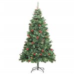 vidaXL Sapin de Noël artificiel avec pommes de pin et baies 210 cm