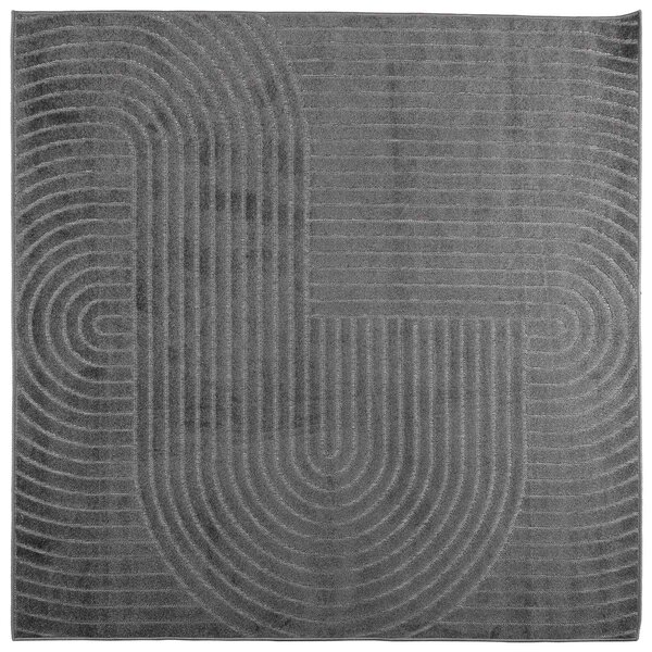 vidaXL Tapis de surface Carré HUARTE Anthracite 120 x 120 cm Polyester