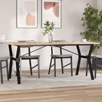 vidaXL Table à manger cadre en Y 180x90x75 5 cm bois pin massif fonte