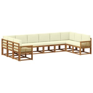 vidaXL Ensemble de canapés d'extérieur 10 Pièces Naturel et Crème