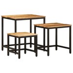 vidaXL Tables d'appoint gigognes 3 Pièces bois de manguier massif brut