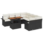 Canapé de Jardin 2 Places avec Rangement et Coussins Noir Poly Rattan