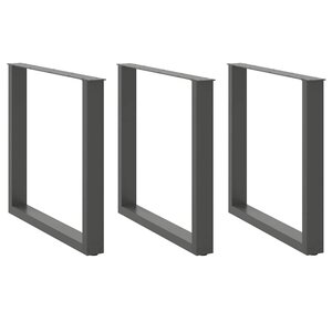 vidaXL Pieds de table à manger en U 3 pièces Anthracite 90 x (72-73) cm Acier