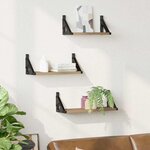 vidaXL Étagère Murale Montage mural avec stockage 3 Pièces Chêne Fumé