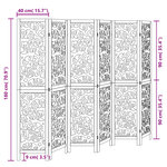 vidaXL Cloison de séparation 6 panneaux noir bois de paulownia massif