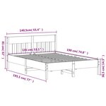 vidaXL Cadre de lit sans matelas cire marron 135x190cm bois pin massif