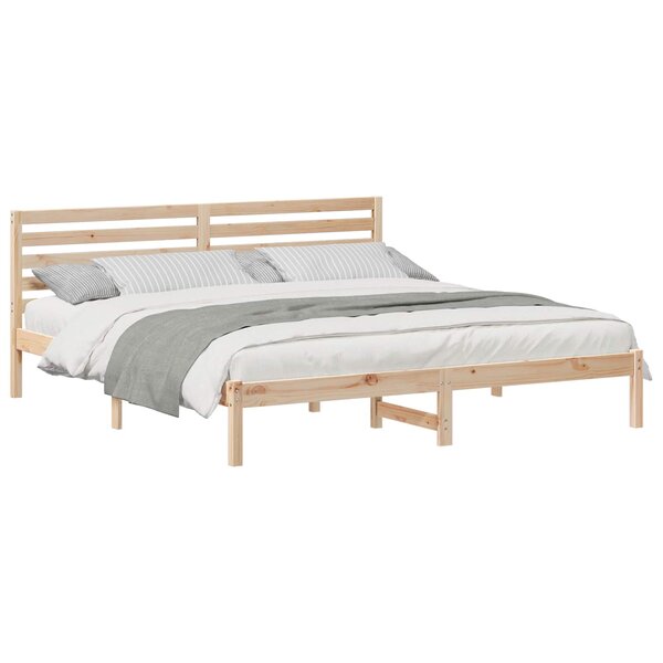 vidaXL Cadre de lit avec tête de lit Marron 180 x 200 cm Pin massif