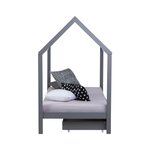 Lit Enfant cabane Gris 90x200 avec 2 tiroirs
