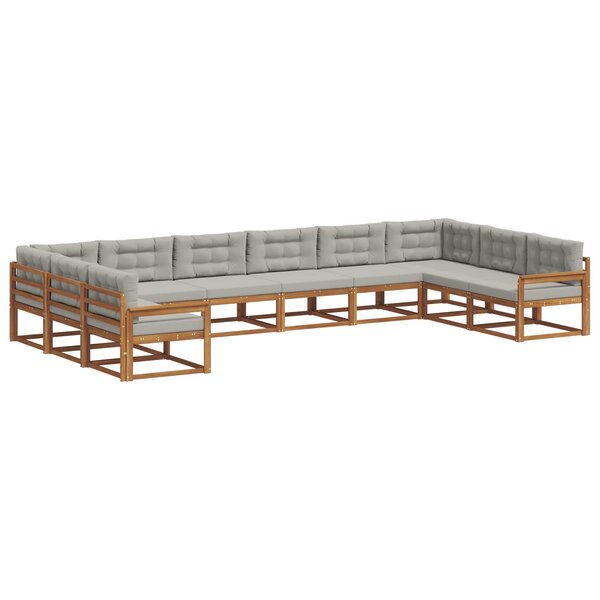 vidaXL Ensemble de canapés d'extérieur 10 pc Gris Naturel et Clair