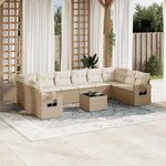 vidaXL Salon de jardin 11 Pièces avec coussins beige résine tressée