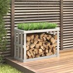 vidaXL Porte-bûches d’extérieur Blanc 108x52x74 cm Bois massif de pin