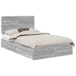 vidaXL Lit de Rangement Gris Sonoma 135 x 190 cm Bois d'ingénierie