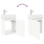 vidaXL Meuble de salle de bain avec robinet Blanc 45 5 x 22 5 x 84 cm