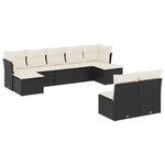 vidaXL Salon de jardin 9 Pièces avec coussins noir résine tressée