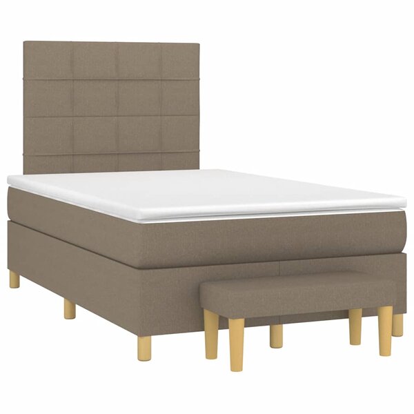 vidaXL Sommier à lattes de lit avec matelas taupe 120x190 cm tissu